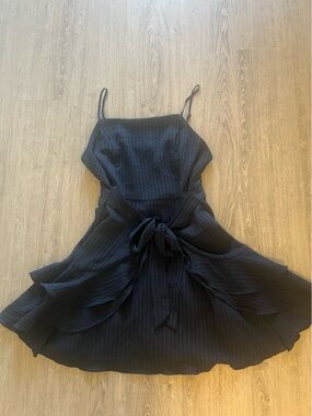 Navy Tie-Front Ruffle Mini Dress | Spaghetti Strap Summer Dress | Party Dress